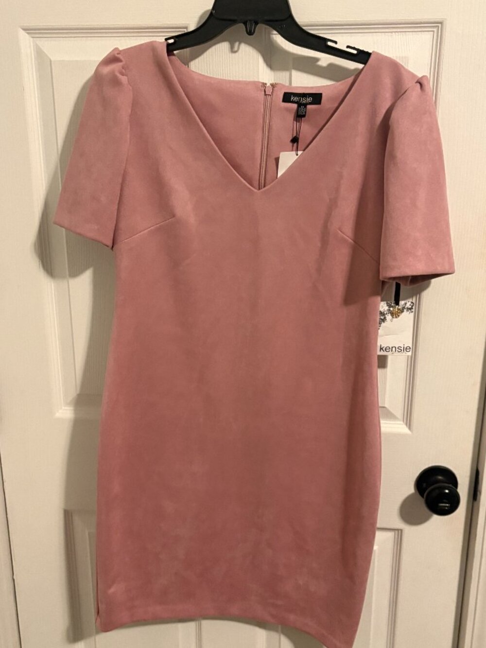 NWT Kensie Faux Suede Flirty Blush Pink Dress  - Size 10